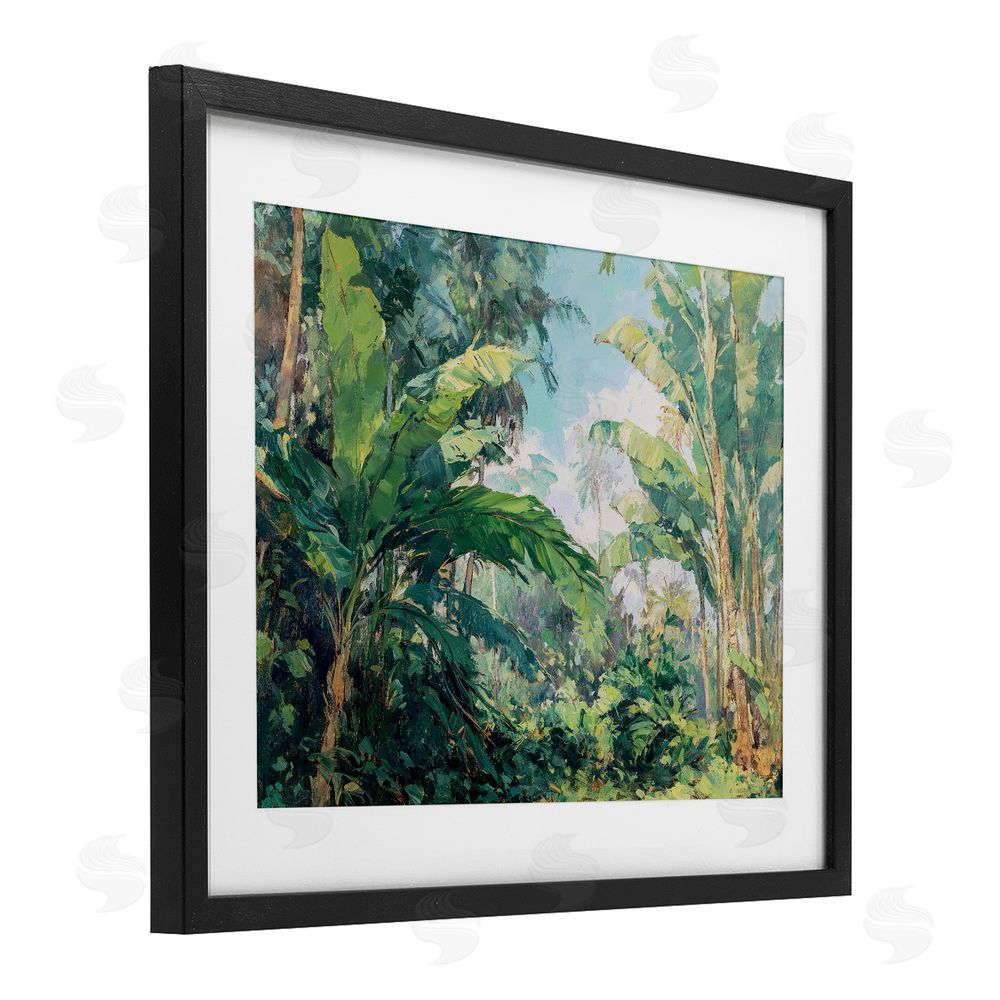 Ziwei Li Canopy Of Tropical Palm Leaves Black Framed Print Under Glass Wall Art