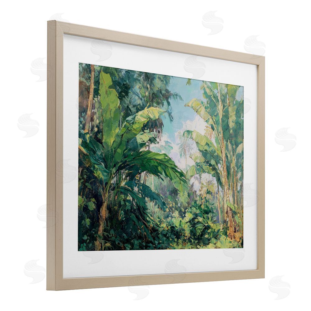 Ziwei Li Canopy Of Tropical Palm Leaves Brown Framed Print Under Glass Wall Art