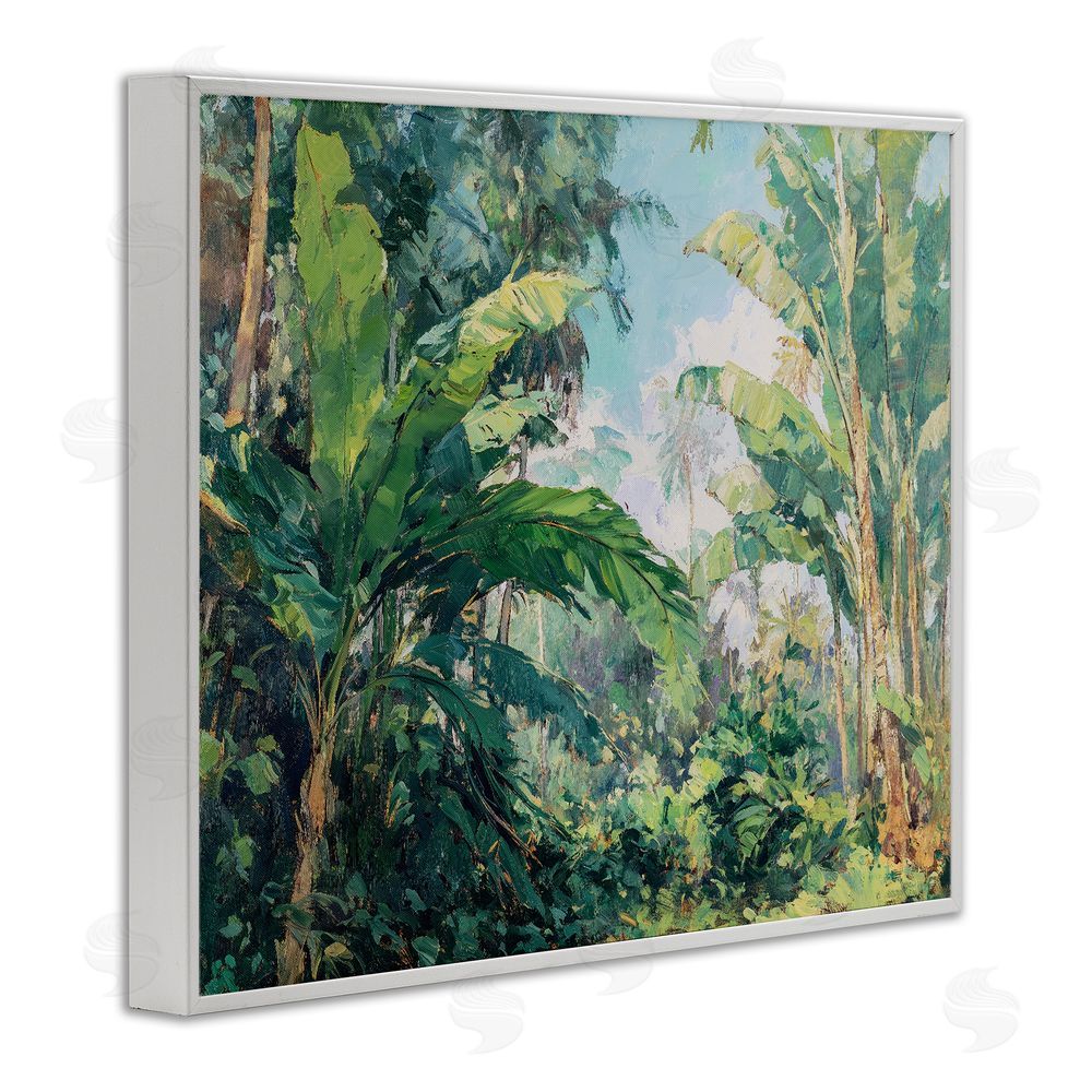 Ziwei Li Canopy Of Tropical Palm Leaves White Framed Giclee Wall Art Print