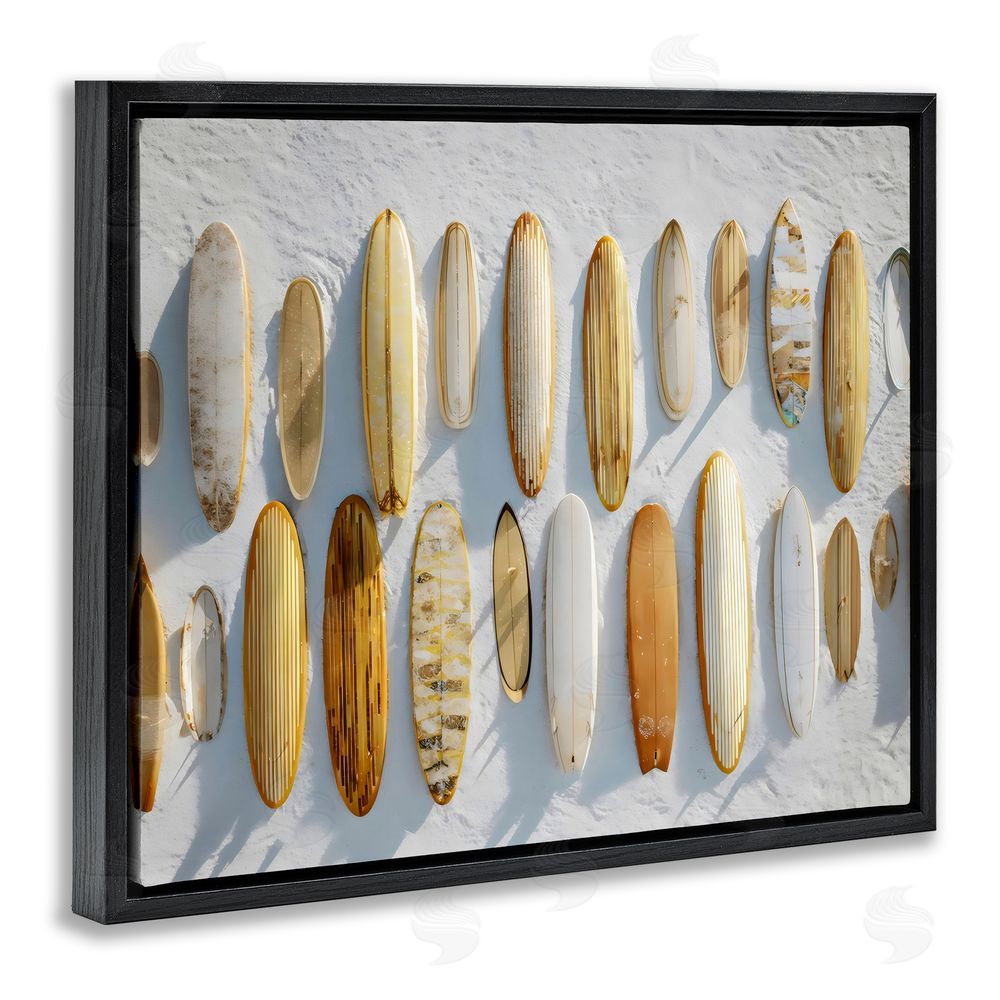 Franklyn Gregory Vintage Surfboard Collection Black Floating Framed Canvas Wall Art Print
