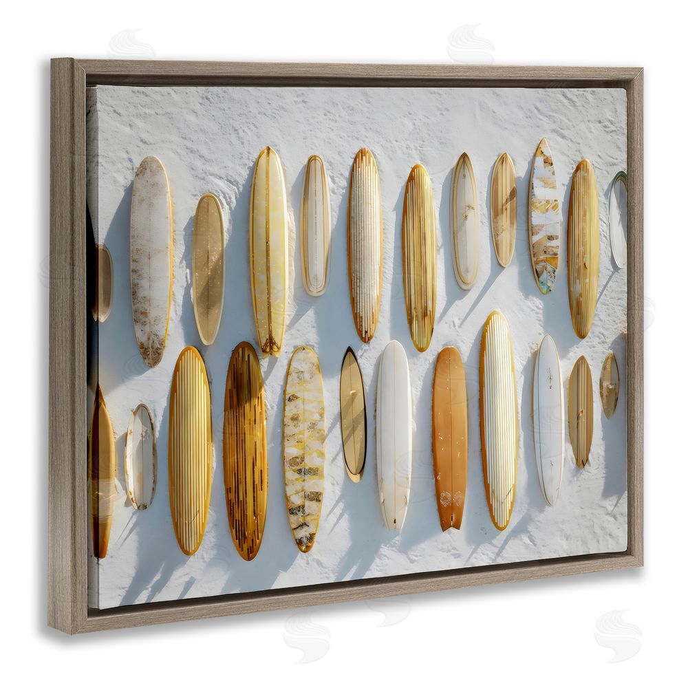 Franklyn Gregory Vintage Surfboard Collection Brown Floating Framed Canvas Wall Art Print