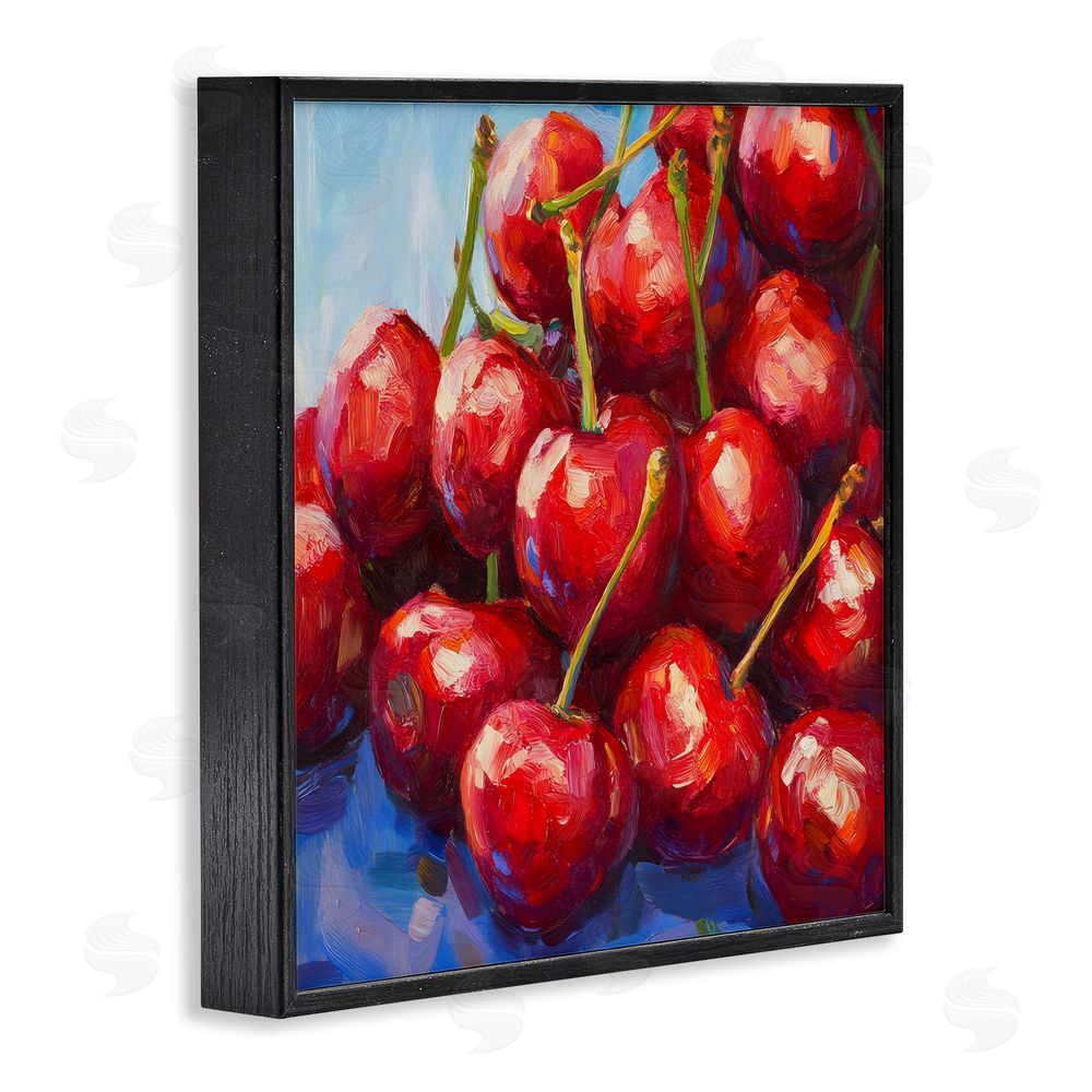 Petal Prints Design Luscious Red Cherries of Summer Black Framed Giclee Wall Art