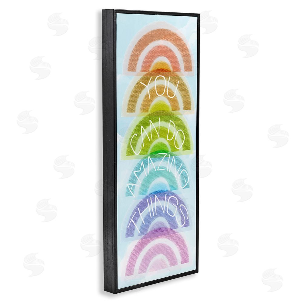 Stupell Studio Amazing Things Rainbow Encouragement Black Framed Giclee Wall Art Print