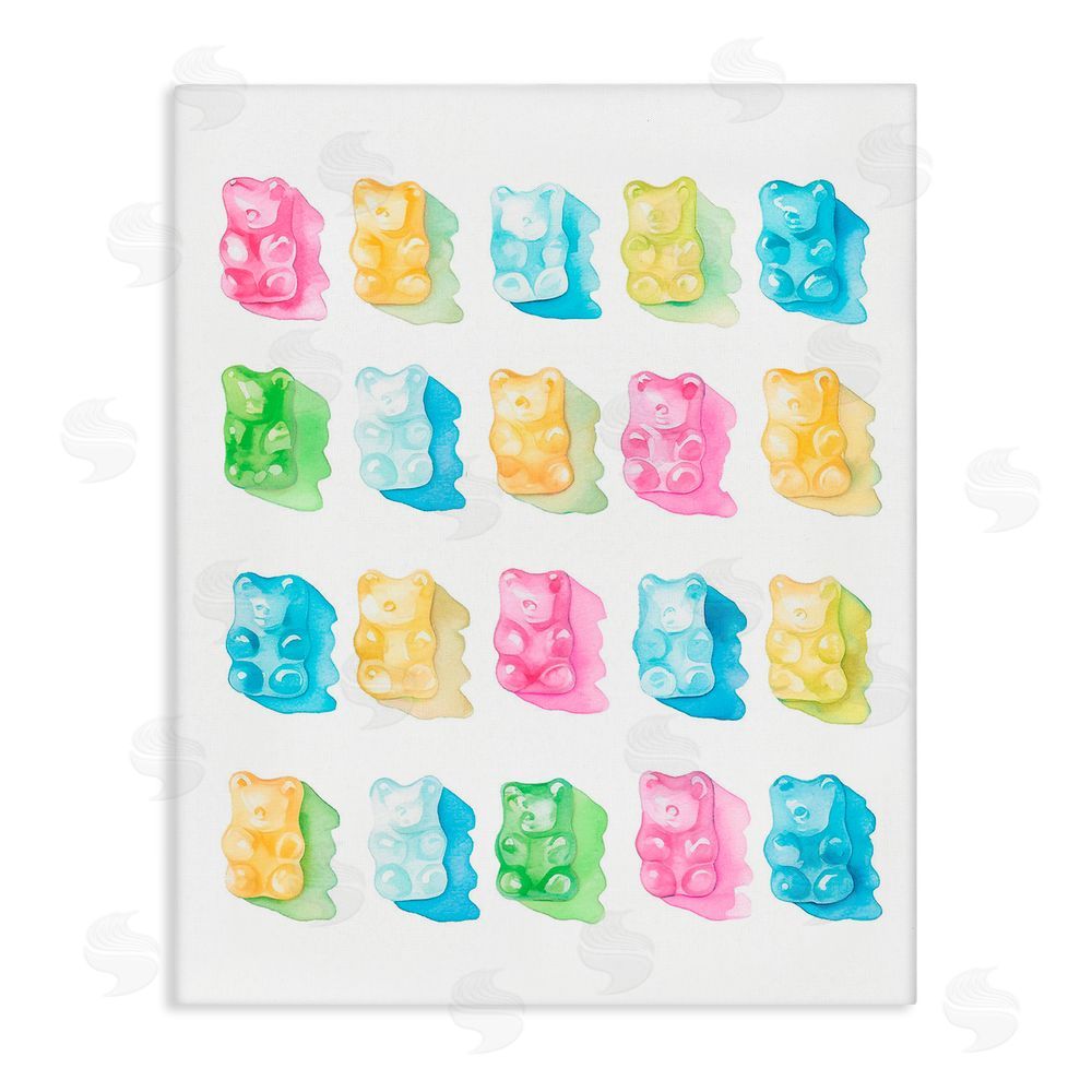 Stupell Studio Pastel Candy Bears Collection Stretched Canvas Wall Art Print