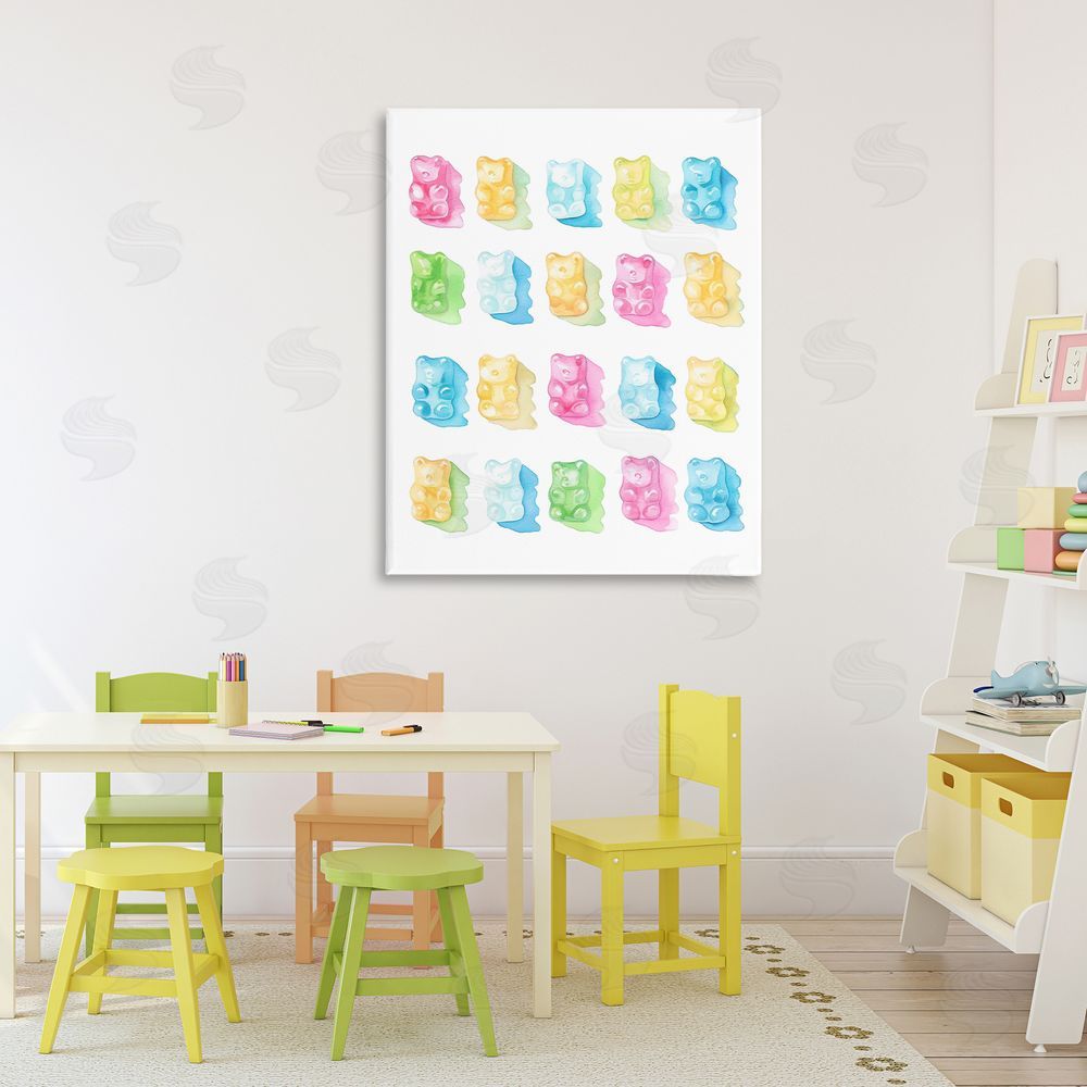 Stupell Studio Pastel Candy Bears Collection Stretched Canvas Wall Art Print in Room
