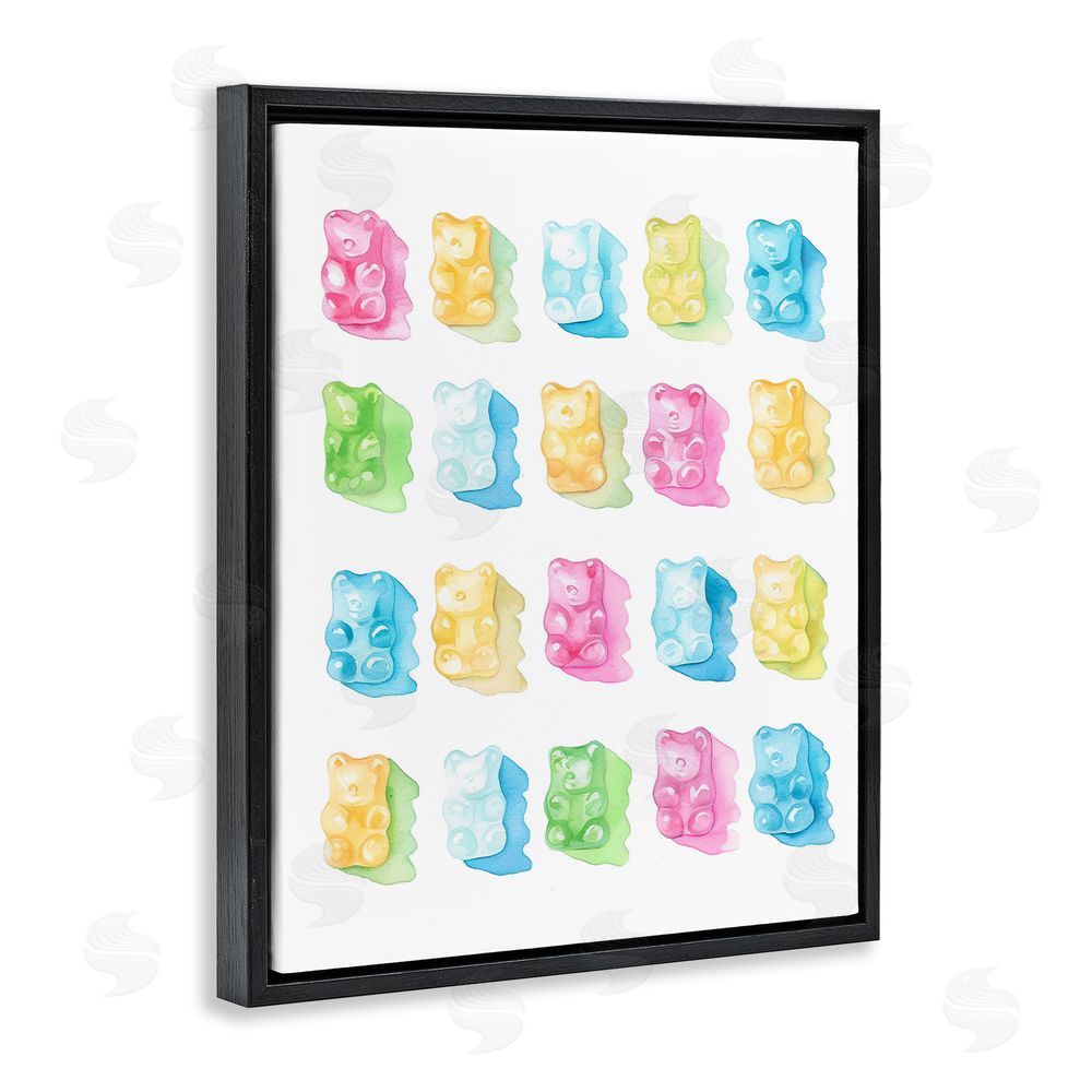Stupell Studio Pastel Candy Bears Collection Black Floating Frame Canvas Wall Art Print