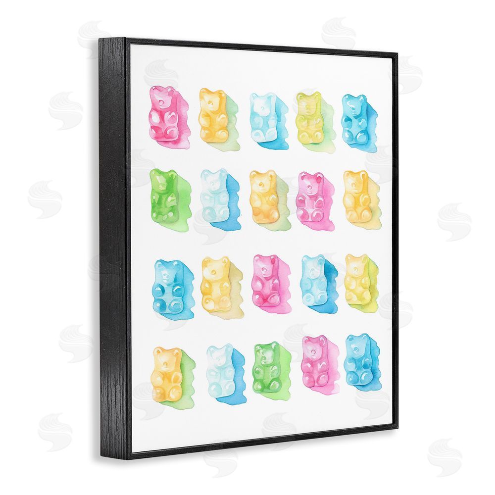 Stupell Studio Pastel Candy Bears Collection Black Framed Giclee Print Wall Art