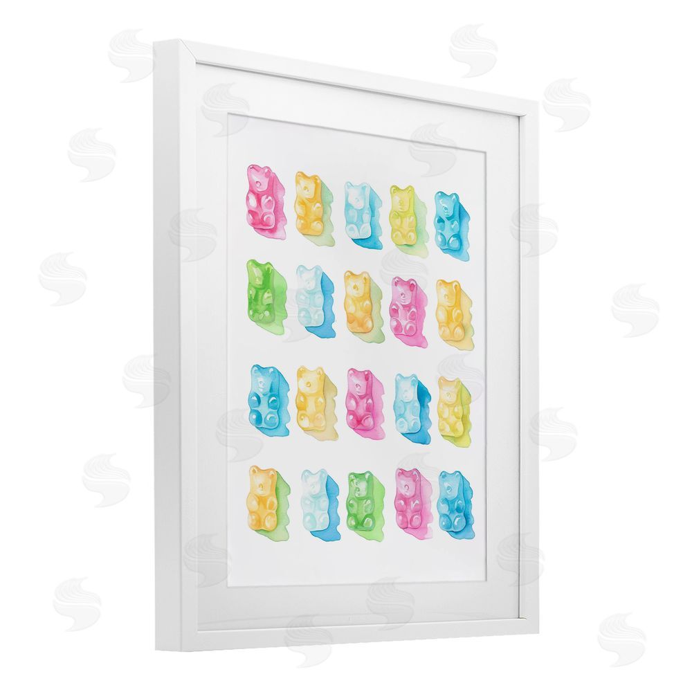Stupell Studio Pastel Candy Bears Collection White Framed Print Under Glass Wall Art