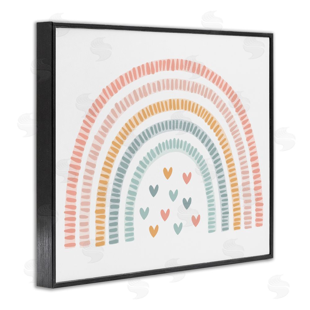 Lil' Rue Whimsical Pastel Rainbow with Hearts Black Framed Giclee Wall Art Print