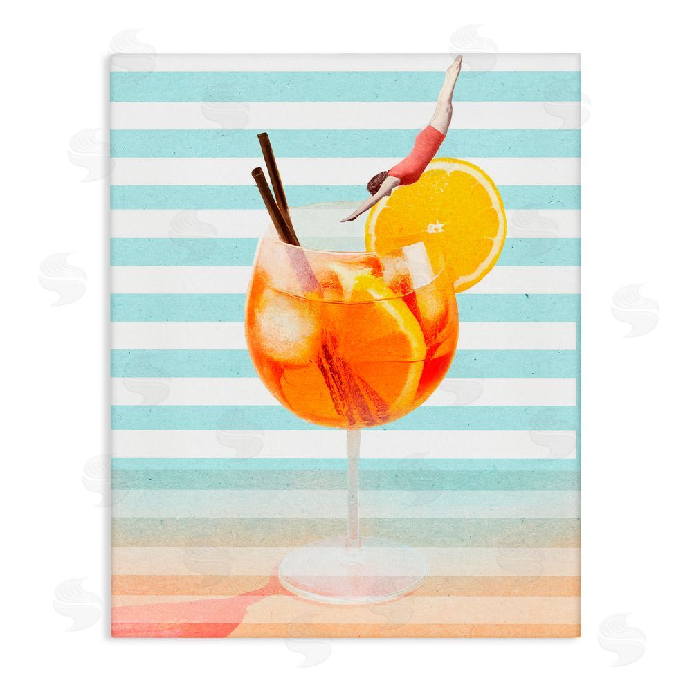 Stupell Studio Spritz Cocktail Dive Stretched Canvas Wall Art Print