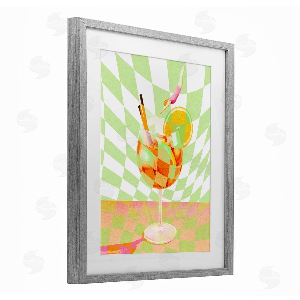 Stupell Studio Retro Swimmer Summer Cocktail Gray Framed Print Under Glass Wall Art