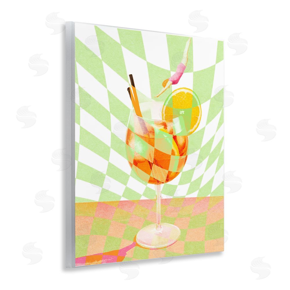 Stupell Studio Retro Swimmer Summer Cocktail Wooden Wall Plaque Art Print