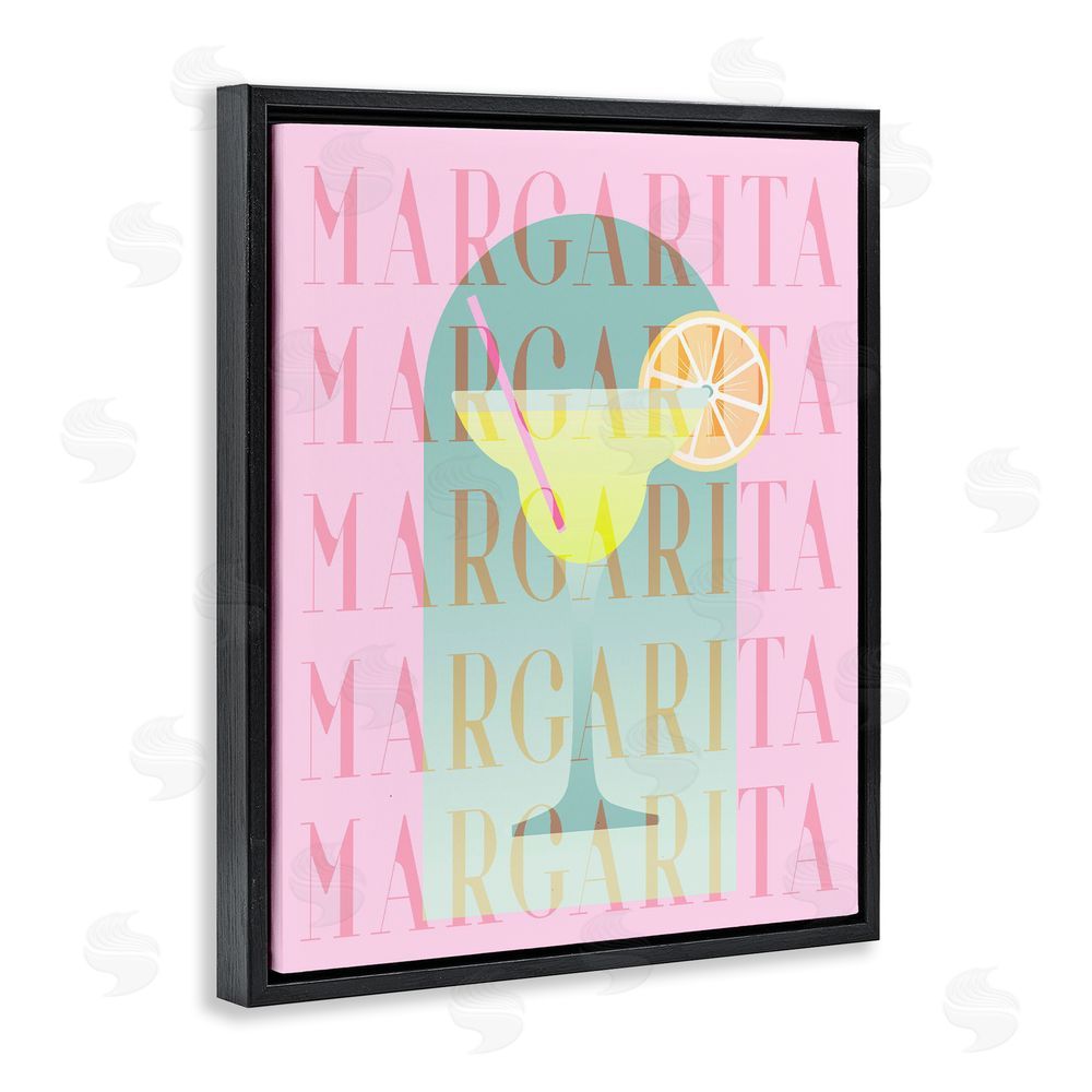 Stupell Studio Retro Pastel Margarita Black Floating Frame Canvas Wall Art Print