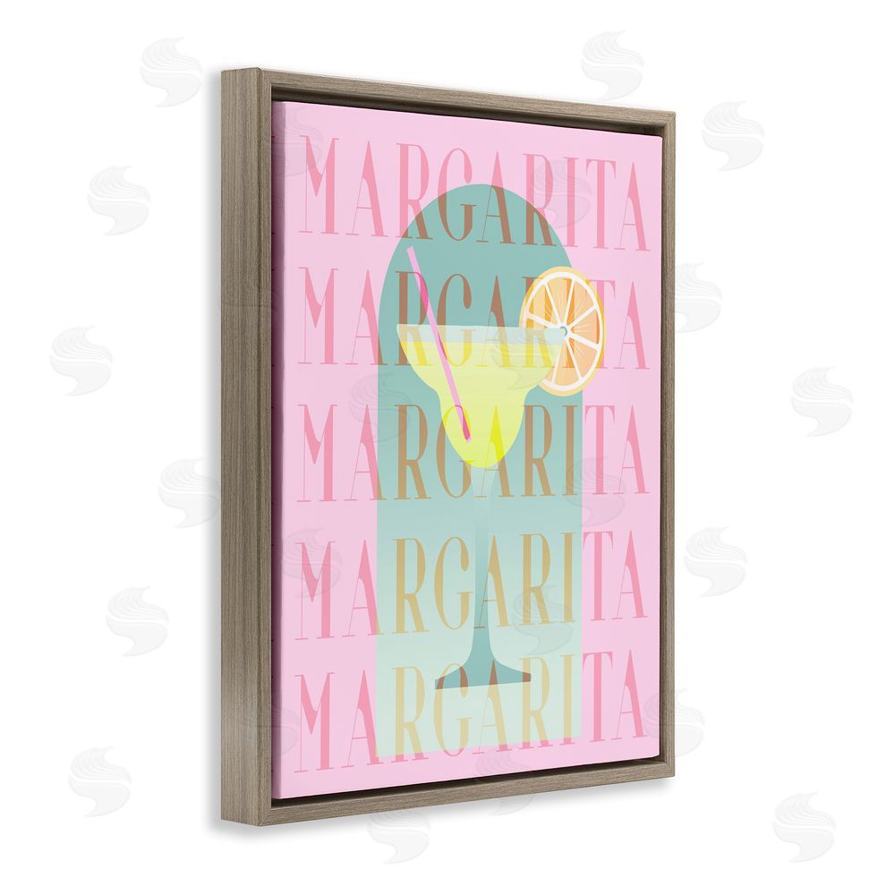 Stupell Studio Retro Pastel Margarita Brown Floating Frame Canvas Wall Art Print