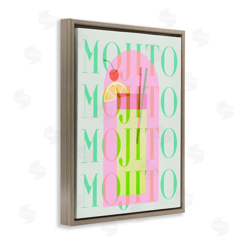 Stupell Studio Retro Pastel Mojito Brown Floating Frame Canvas Wall Art Print