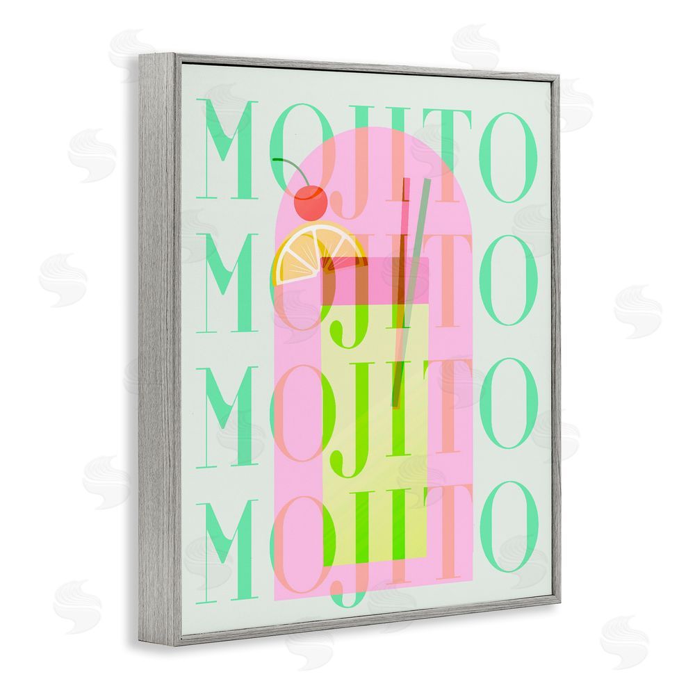 Stupell Studio Retro Pastel Mojito Gray Framed Giclee Print Wall Art
