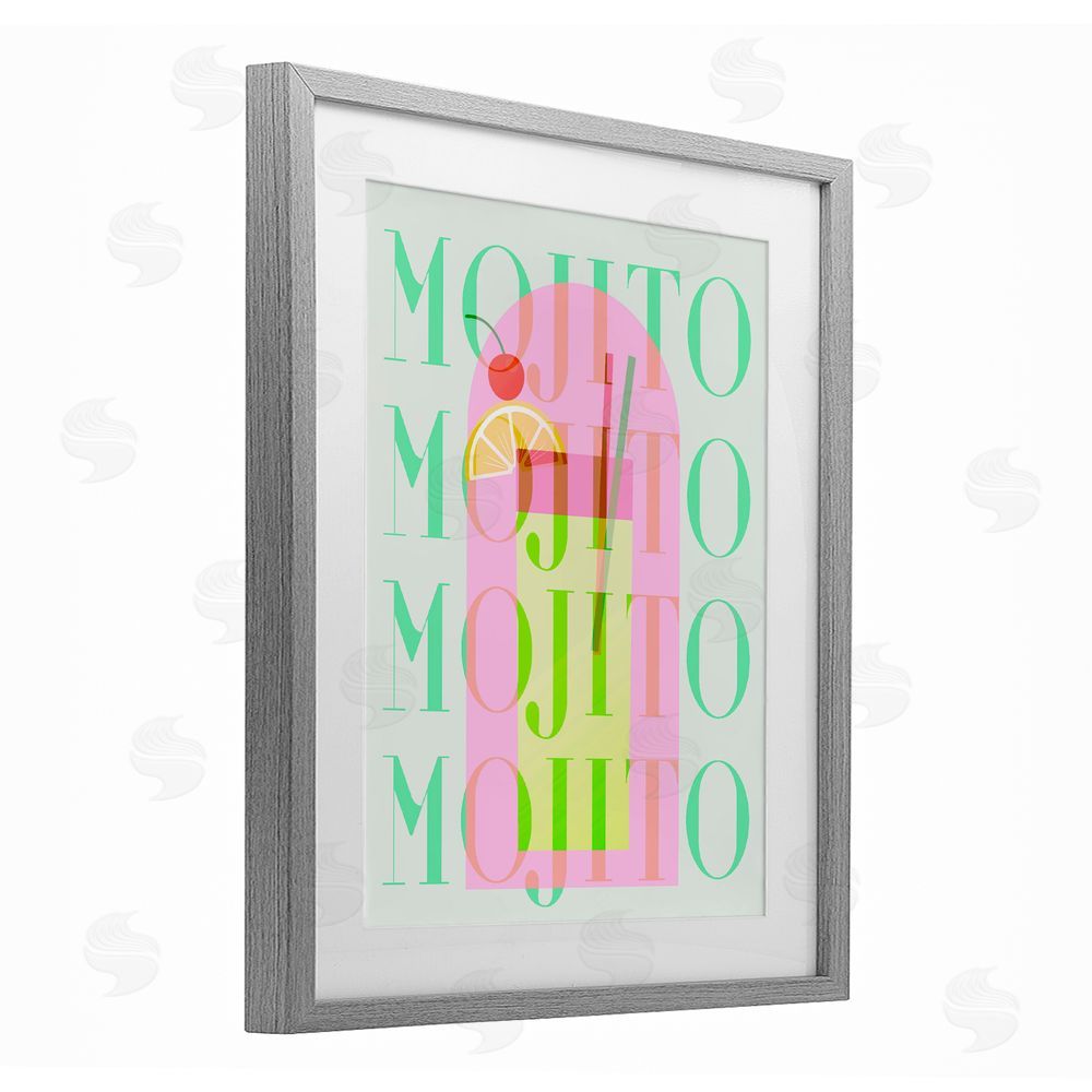 Stupell Studio Retro Pastel Mojito Gray Framed Print Under Glass Wall Art
