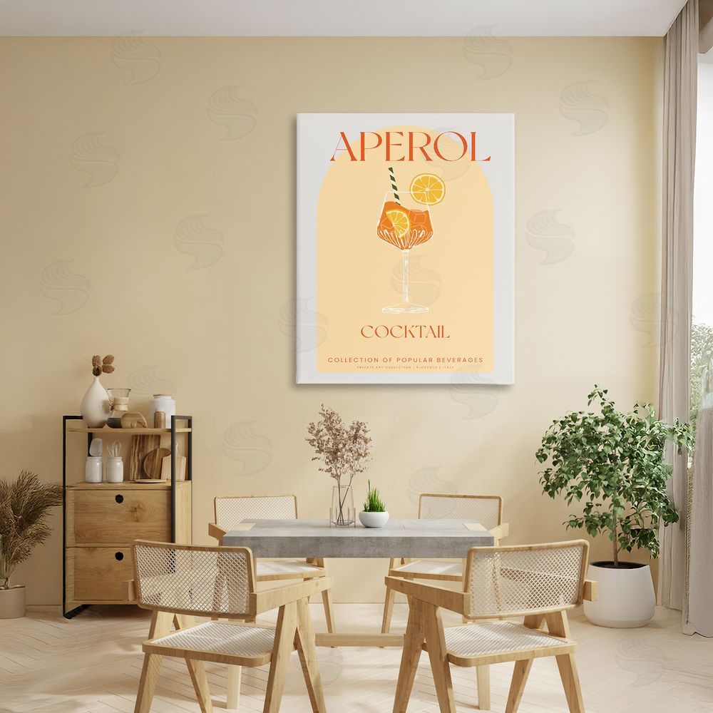 Stupell Studio Stylish Retro Aperol Cocktail Stretched Canvas Wall Art Print in Room