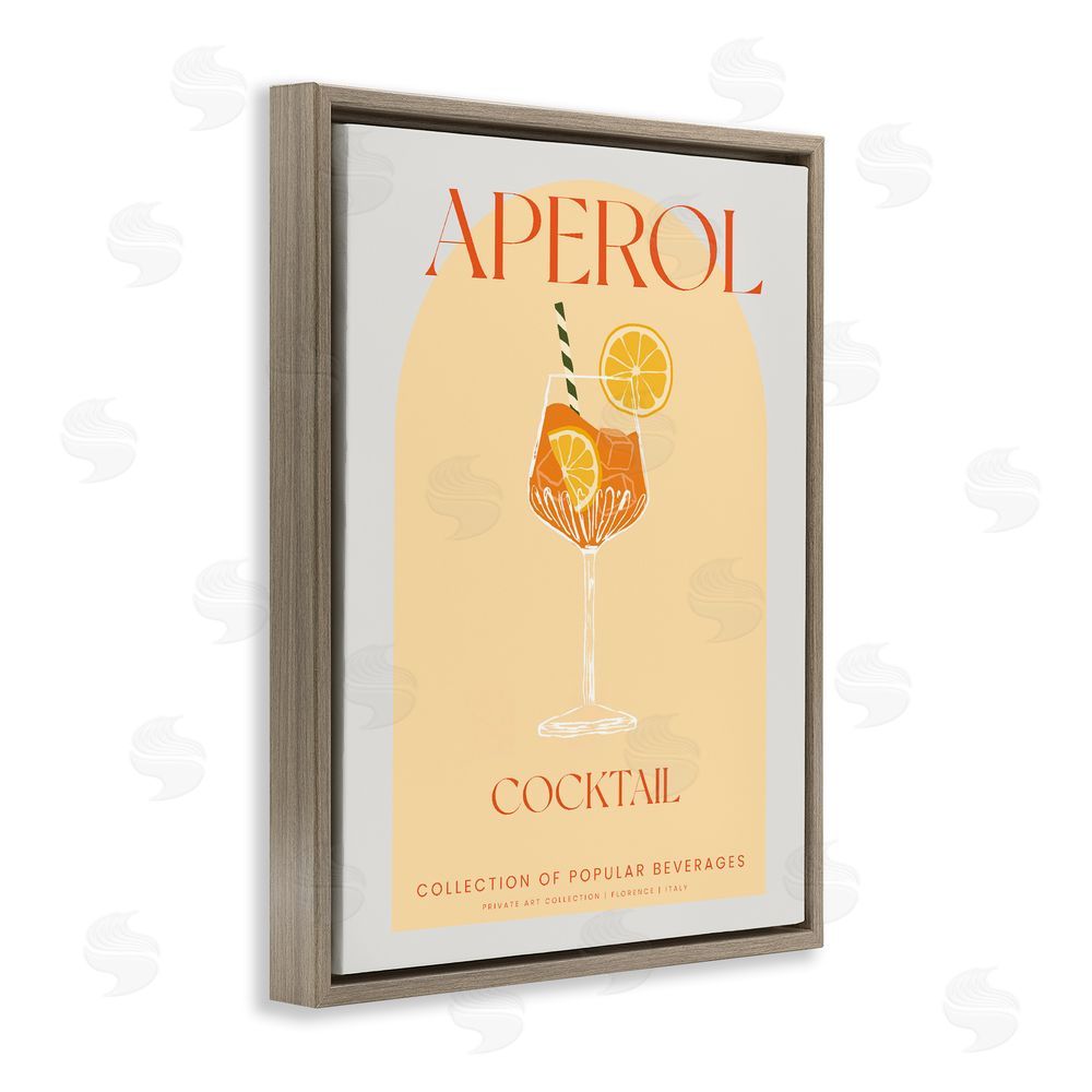 Stupell Studio Stylish Retro Aperol Cocktail Brown Floating Frame Canvas Wall Art Print