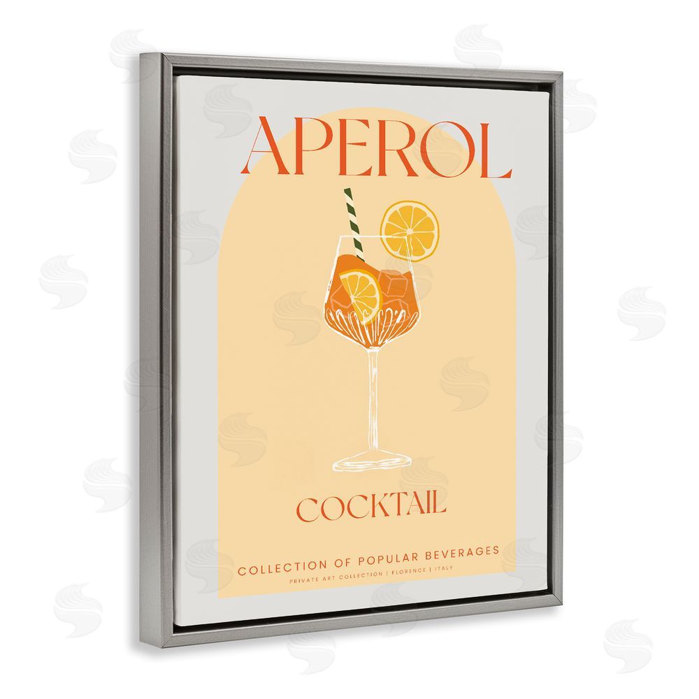 Stupell Studio Stylish Retro Aperol Cocktail Gray Floating Frame Canvas Wall Art Print