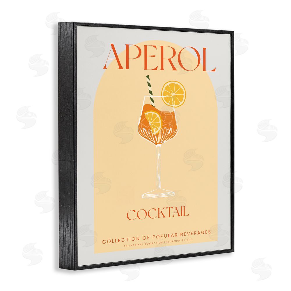 Stupell Studio Stylish Retro Aperol Cocktail Black Framed Giclee Print Wall Art