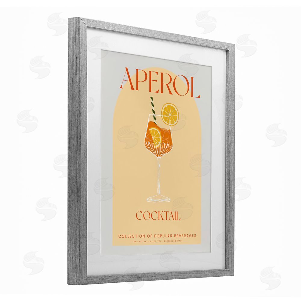 Stupell Studio Stylish Retro Aperol Cocktail Gray Framed Print Under Glass Wall Art