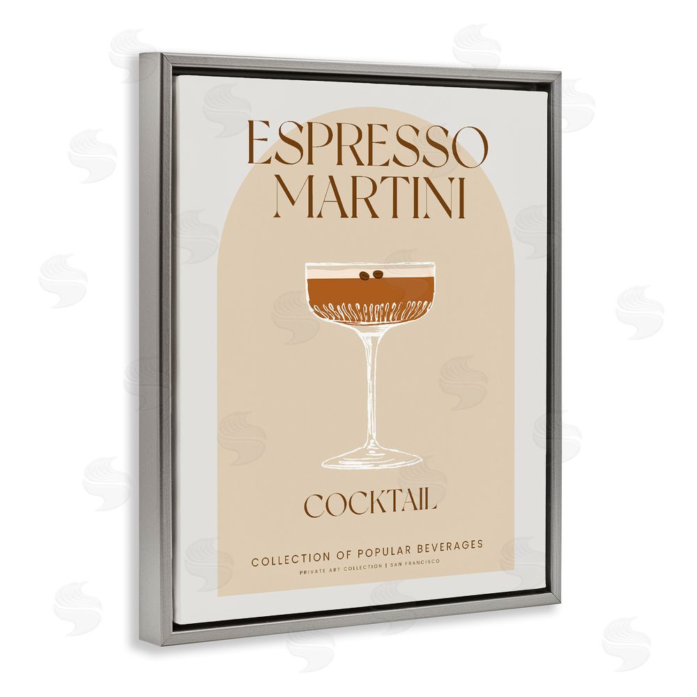 Stupell Studio Stylish Retro Espresso Martini Gray Floating Frame Canvas Wall Art Print