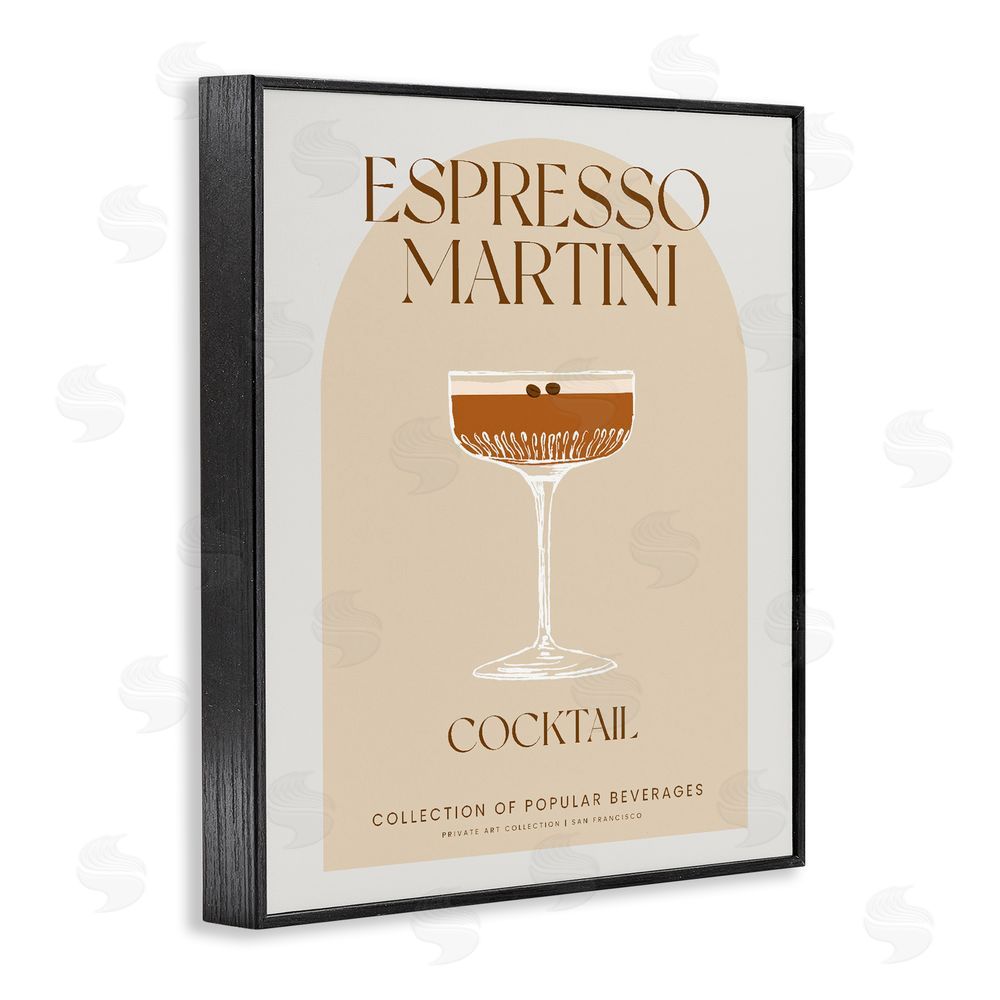 Stupell Studio Stylish Retro Espresso Martini Black Framed Giclee Print Wall Art
