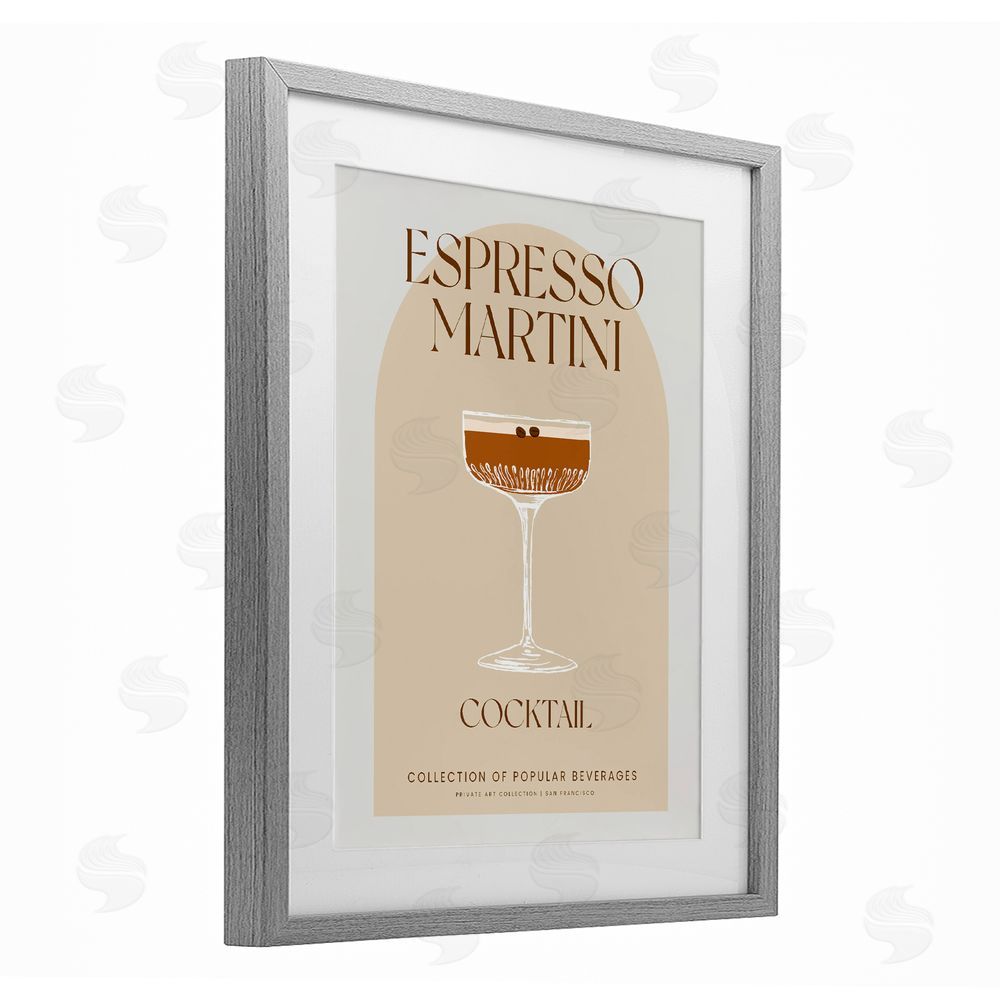 Stupell Studio Stylish Retro Espresso Martini Gray Framed Print Under Glass Wall Art