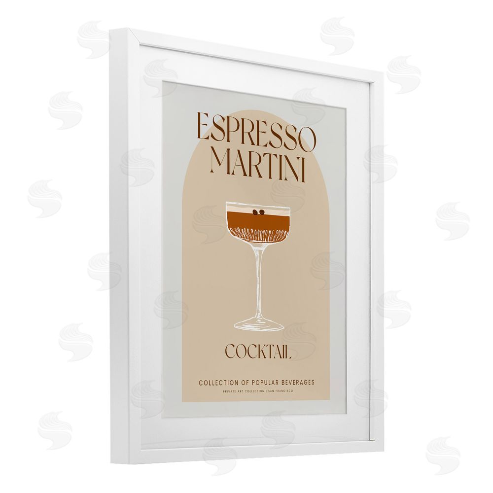 Stupell Studio Stylish Retro Espresso Martini White Framed Print Under Glass Wall Art
