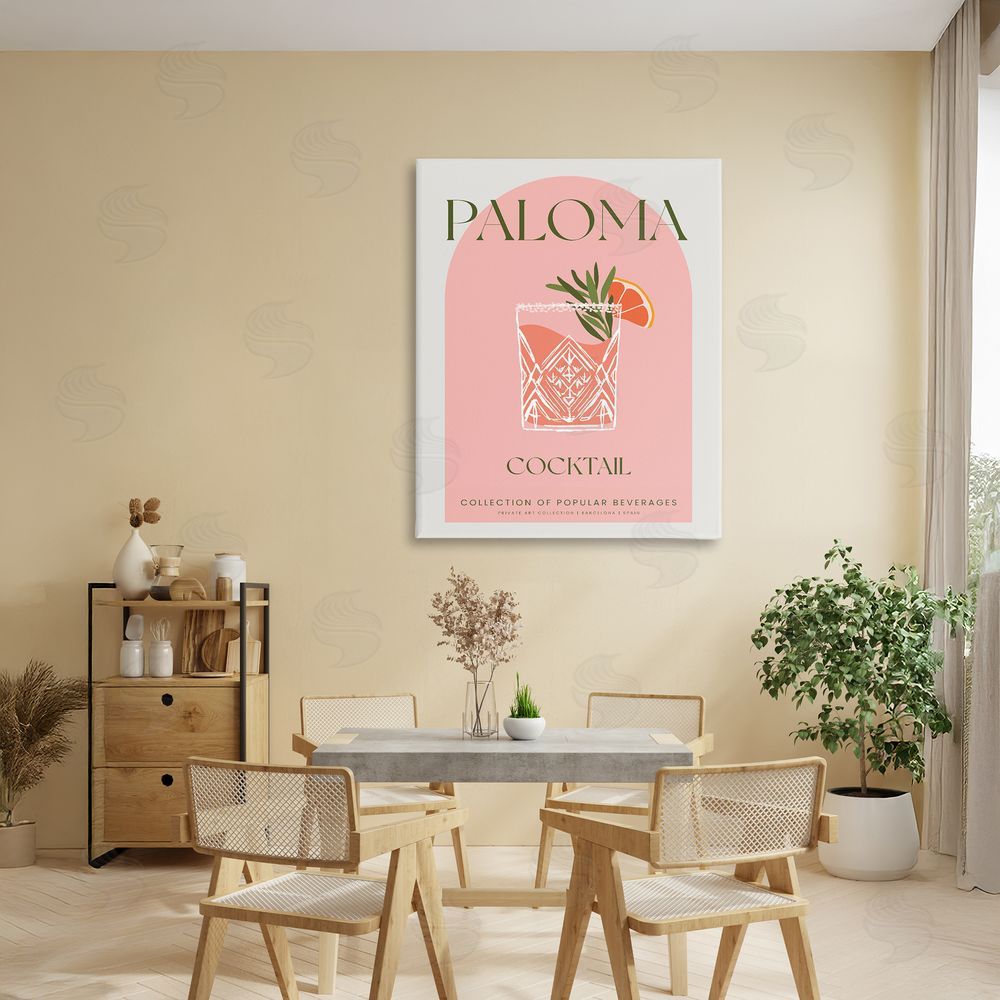 Stupell Studio Stylish Retro Paloma Stretched Canvas Wall Art Print in Room