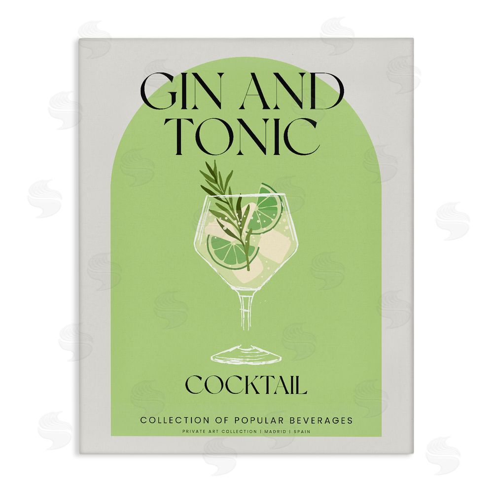 Stupell Studio Stylish Retro Gin & Tonic Stretched Canvas Wall Art Print