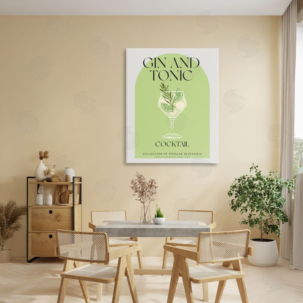 Stupell Studio Stylish Retro Gin & Tonic Stretched Canvas Wall Art Print in Room