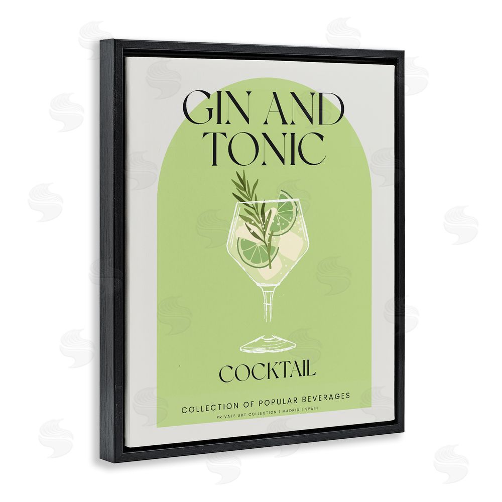 Stupell Studio Stylish Retro Gin & Tonic Black Floating Frame Canvas Wall Art Print
