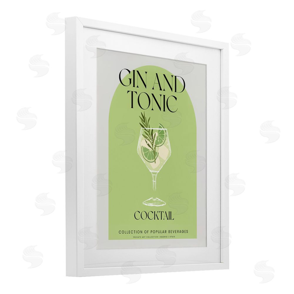 Stupell Studio Stylish Retro Gin & Tonic White Framed Print Under Glass Wall Art
