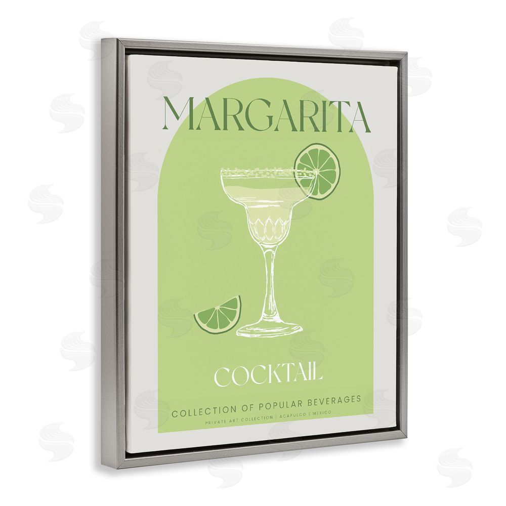 Stupell Studio Stylish Retro Margarita Gray Floating Frame Canvas Wall Art Print