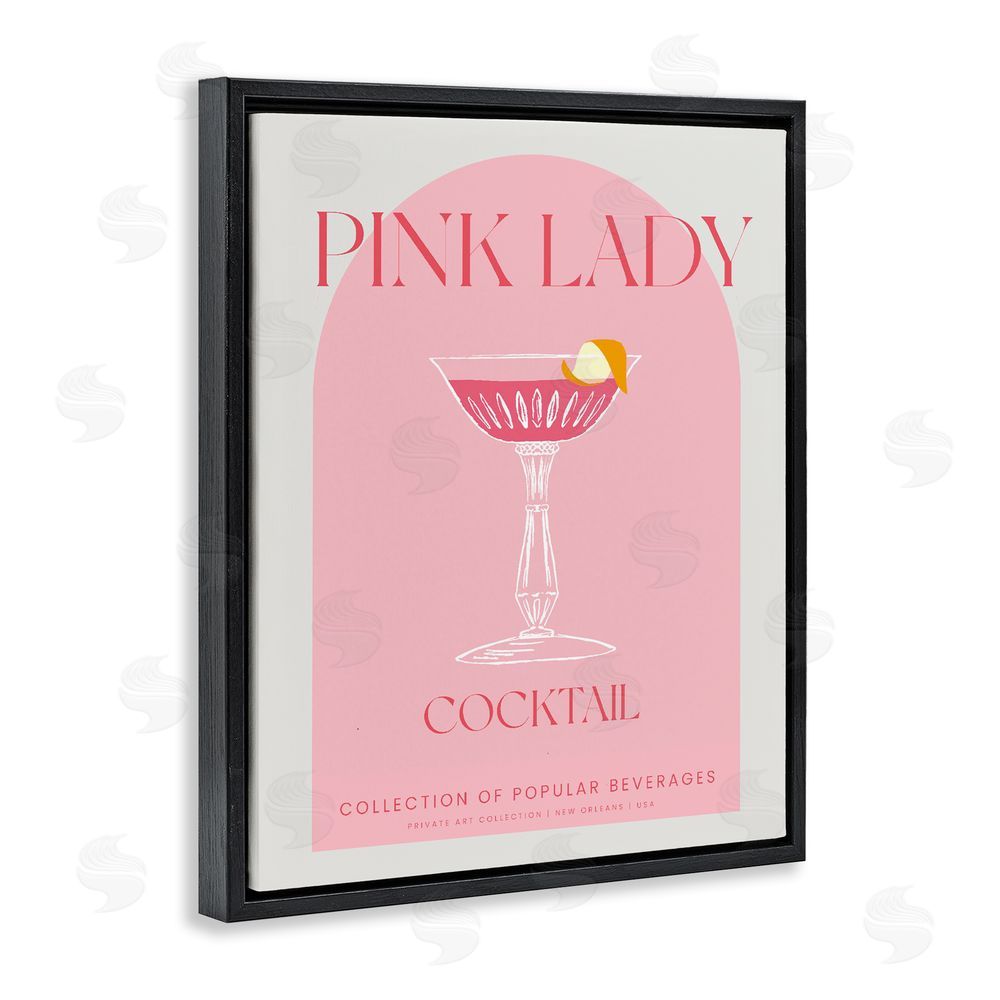 Stupell Studio Stylish Retro Pink Lady Black Floating Frame Canvas Wall Art Print