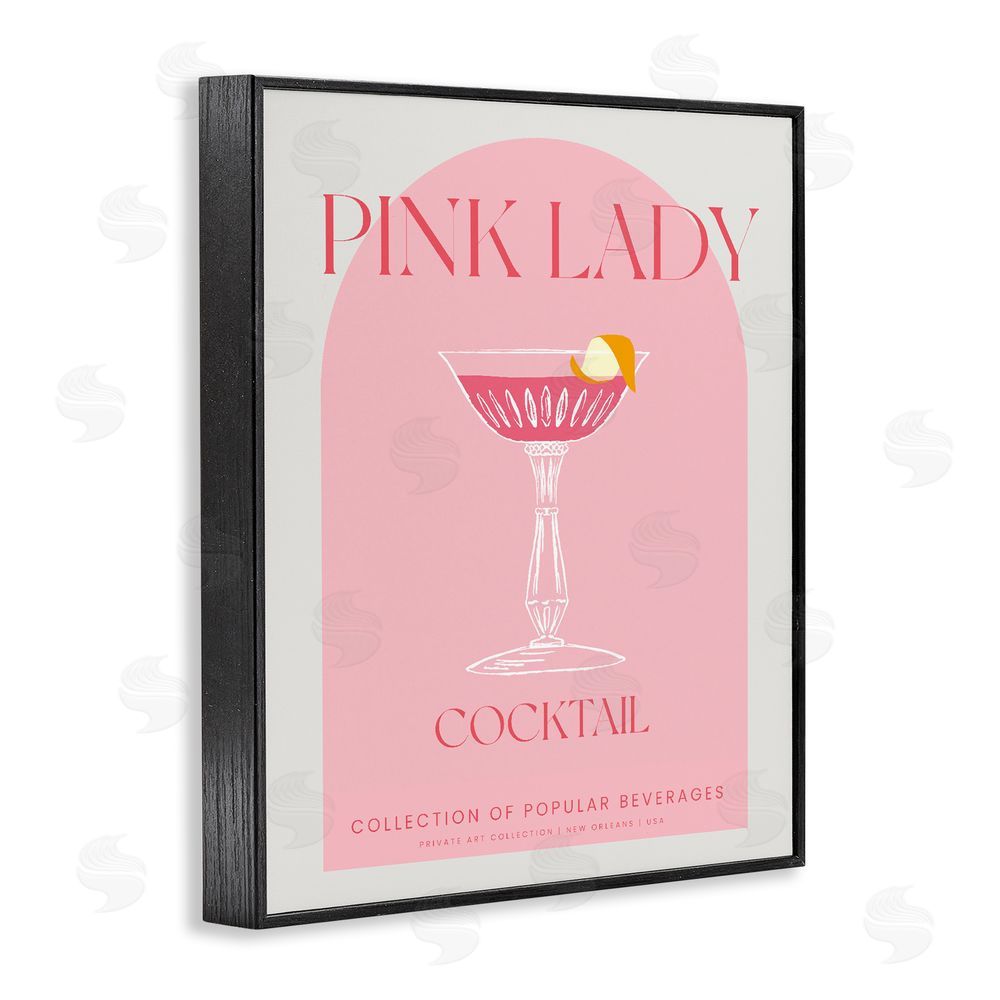 Stupell Studio Stylish Retro Pink Lady Black Framed Giclee Print Wall Art