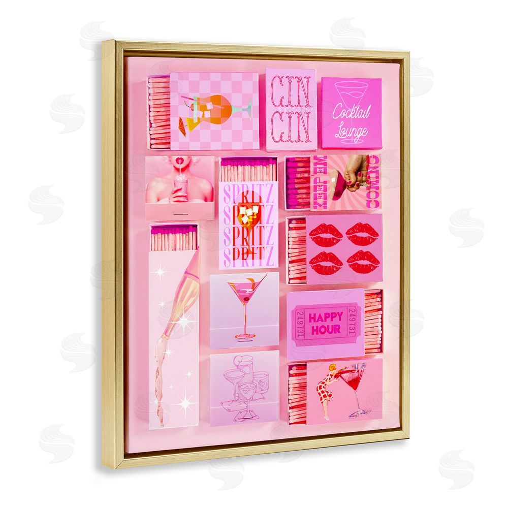 Stupell Studio Feminine Glam Matches Gold Floating Frame Canvas Wall Art Print
