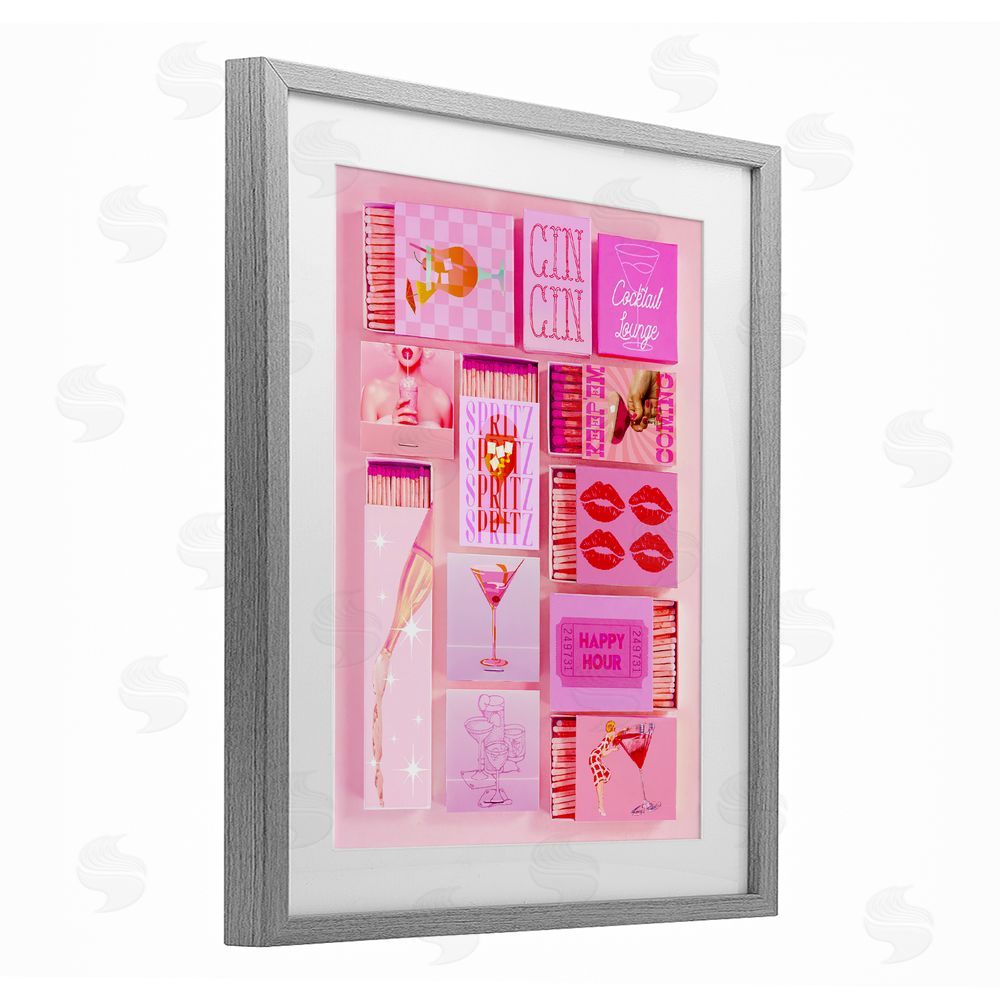 Stupell Studio Feminine Glam Matches Gray Framed Print Under Glass Wall Art