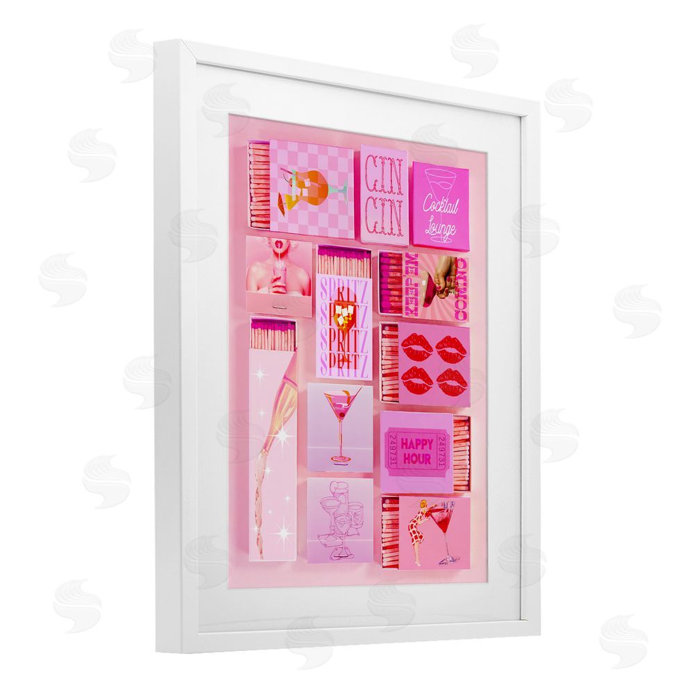 Stupell Studio Feminine Glam Matches White Framed Print Under Glass Wall Art