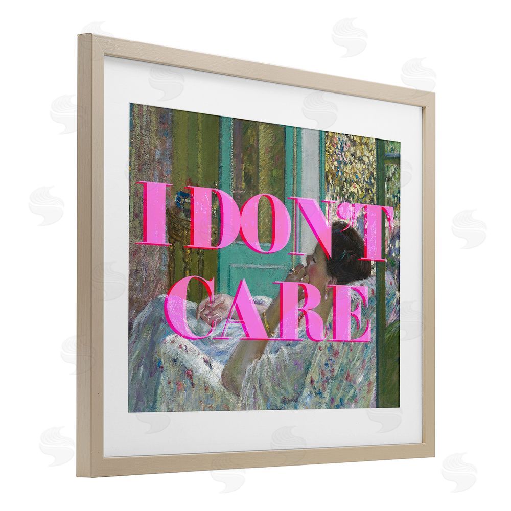 Stupell Studio I Don't Care over Classic Painting Brown Framed Print Under Glass Wall Art