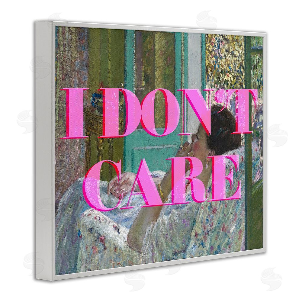 Stupell Studio I Don't Care over Classic Painting White Framed Giclee Print Wall Art