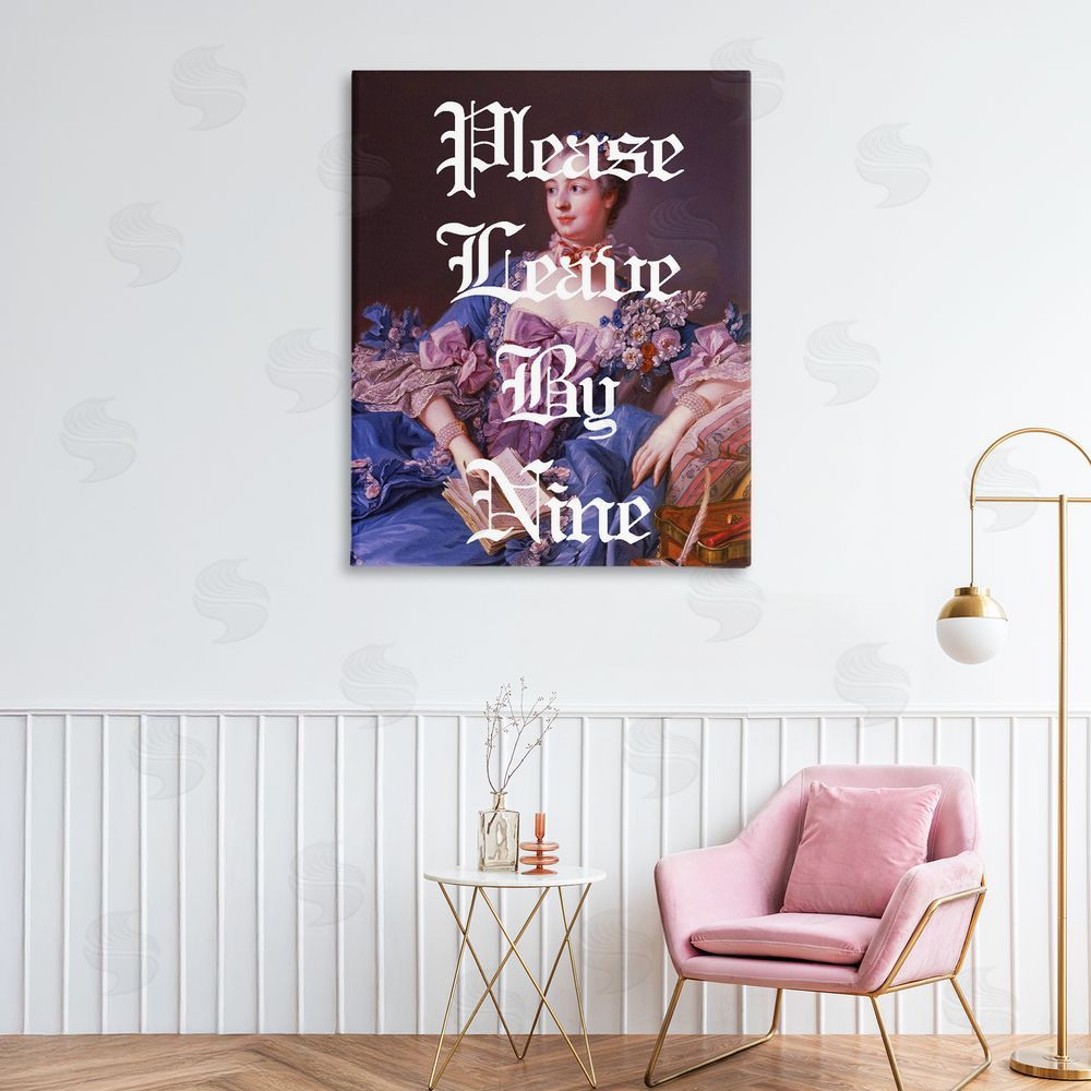 Stupell Studio Please Leave By Nine Stretched Canvas Wall Art Print in Room