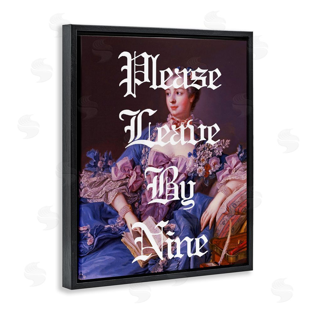 Stupell Studio Please Leave By Nine Black Floating Frame Canvas Wall Art Print