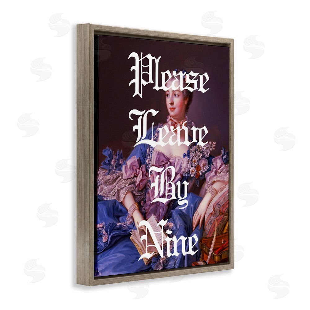 Stupell Studio Please Leave By Nine Brown Floating Frame Canvas Wall Art Print