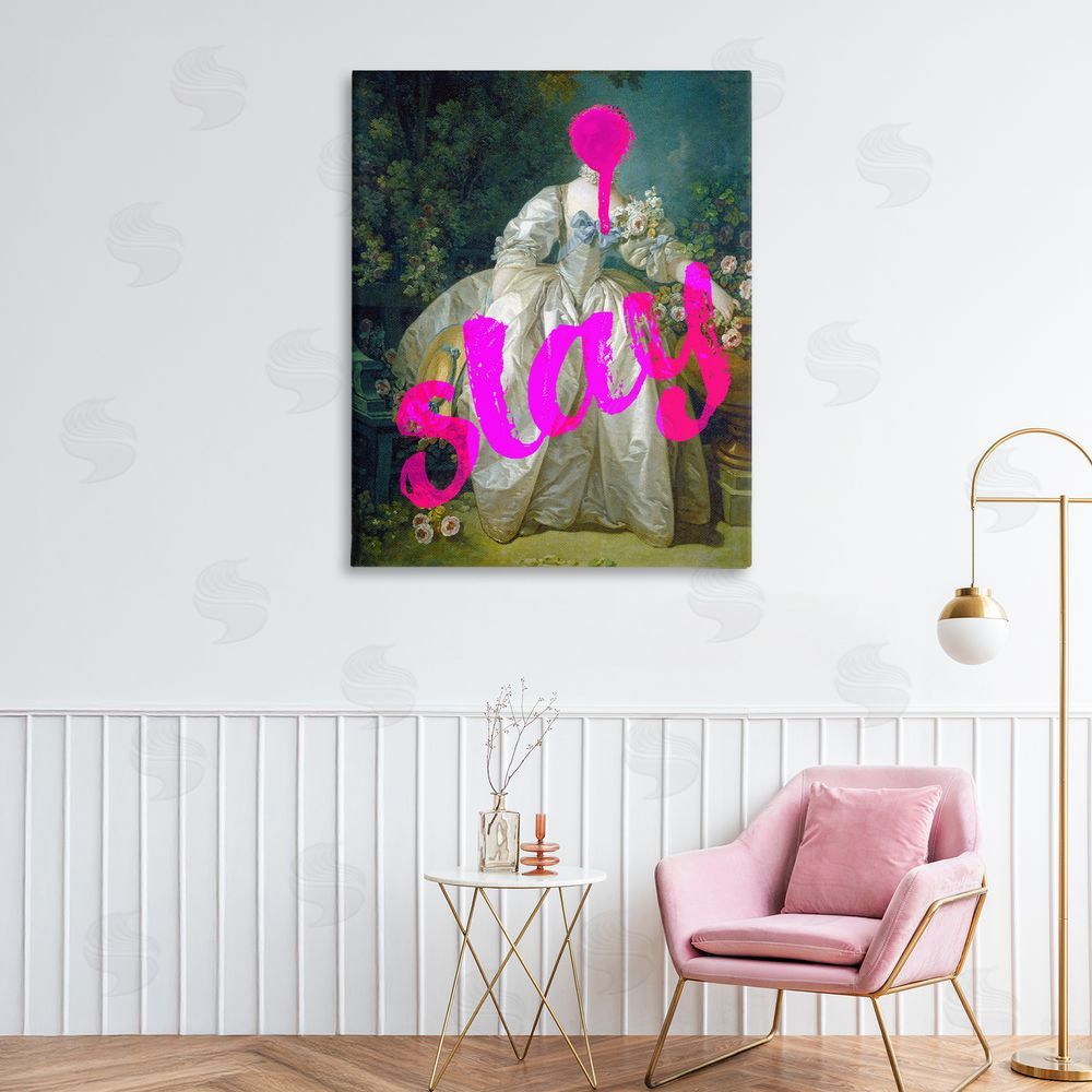 Stupell Studio Slay Classical Baroque Gown Stretched Canvas Wall Art Print in Room