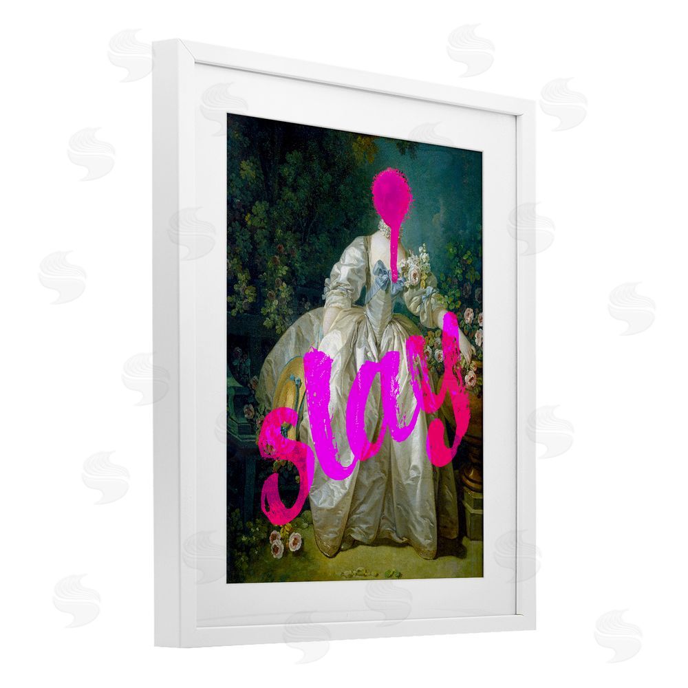 Stupell Studio Slay Classical Baroque Gown White Framed Print Under Glass Wall Art