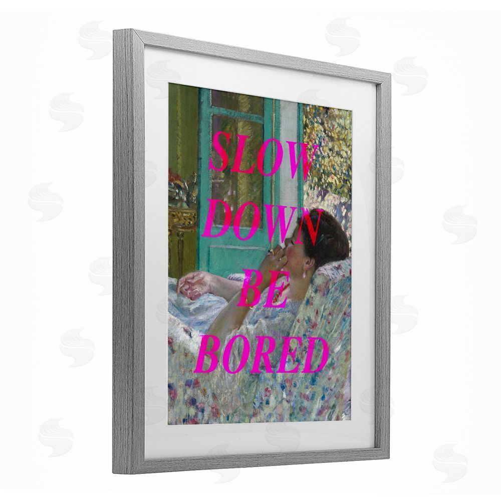 Stupell Studio Slow Down Be Bored Classic Gray Framed Print Under Glass Wall Art
