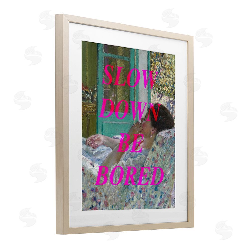 Stupell Studio Slow Down Be Bored Classic Brown Framed Print Under Glass Wall Art